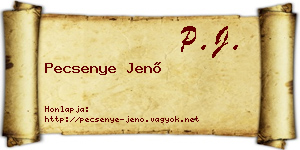 Pecsenye Jenő névjegykártya